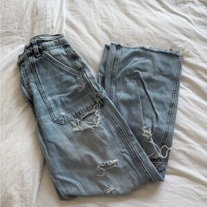 Zara Ripped Distressed Cargo Jeans